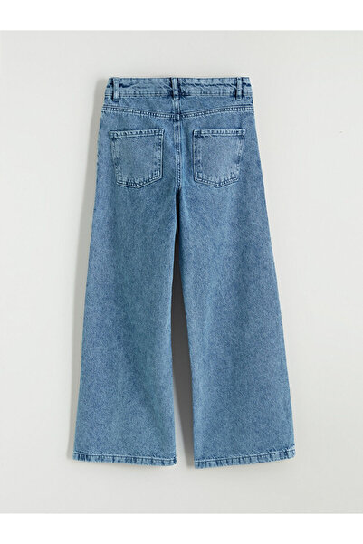 LC Waikiki Blue Wideleg Stone Girls' Jean Pants