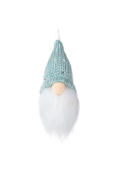 OEM Ornament Moș Crăciun Gnome cu căciulă albastră tricotată cu paiete, 5x9 cm