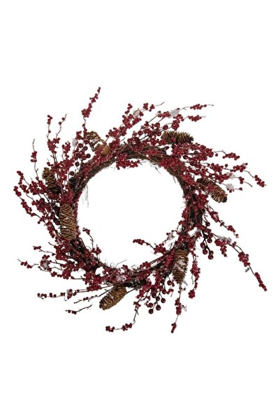 OEM Coroană decorativă de Crăciun cu fructe de pădure albe, conuri și crengi ...