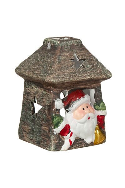 OEM Ceramic Christmas Lantern Square Santa Claus 6x6x9cm