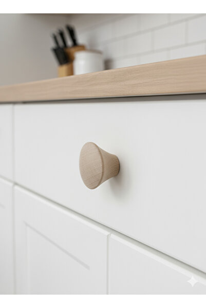NİRVANA WOOD Wooden Handle Modern Style – Luxurious Country Look, Natural Drawer Handle
