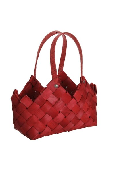 OEM Coș decorativ roșu de Crăciun 31x14x32cm