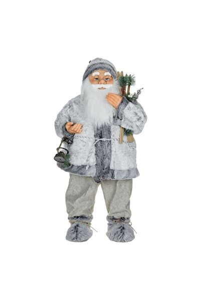 OEM Figurina Mos Craciun Alb Gri si Schiuri 80cm