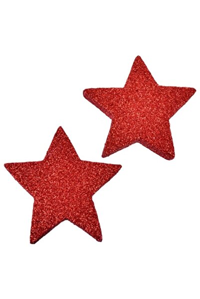 OEM Christmas decorative stickers 3D red stars with glitter 8x8 cm - 2 pcs
