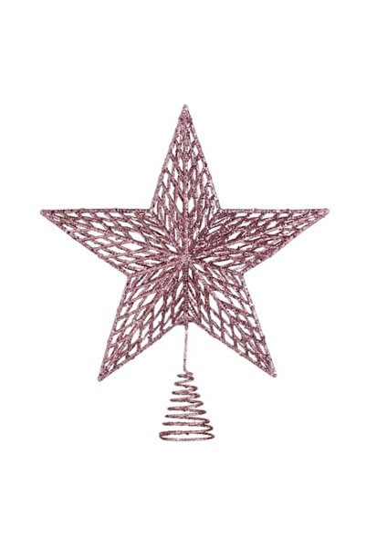 OEM Topper pentru brad cu sclipici roz 3D, 33 cm, model perforat