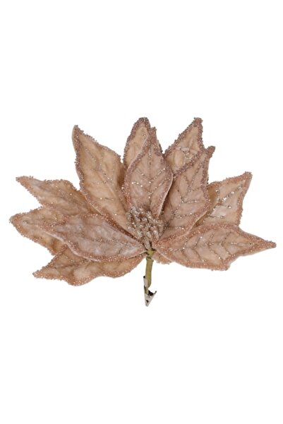 OEM Flori decorative de Crăciun cu sclipici și clips, șampanie, 27 cm