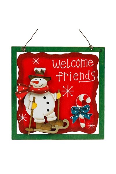 OEM Placă decorativă vintage din lemn pentru bradul de Crăciun cu om de zăpad...