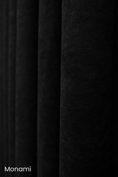 Monami Luxury First-Class Honeycomb Velvet Textured Black Island Floor Curtain