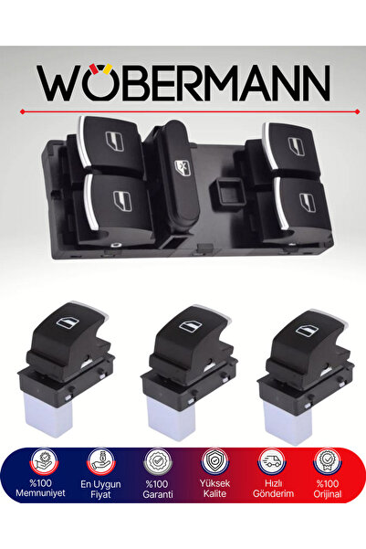 Wöbermann VW Volkswagen Cam Açma Düğme Seti (Ön + Arka 4’lü Takım) Passat Gol...