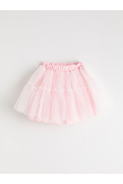 LC Waikiki Pink Elastic Waist Girls Tutu Skirt and Pantyhose Set of 2