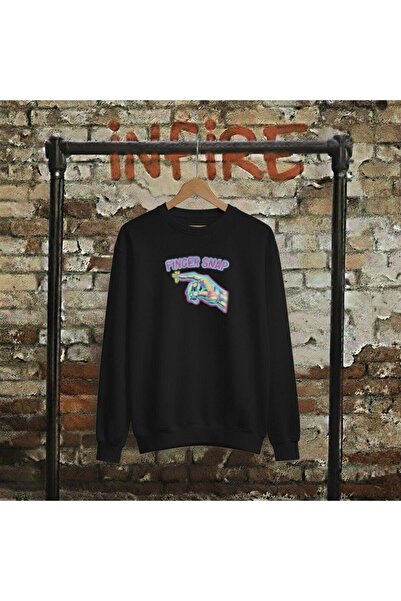 Infire clothing سويت شيرت يونيسكس قصة فضفاضة فنجر سناب مطبوع