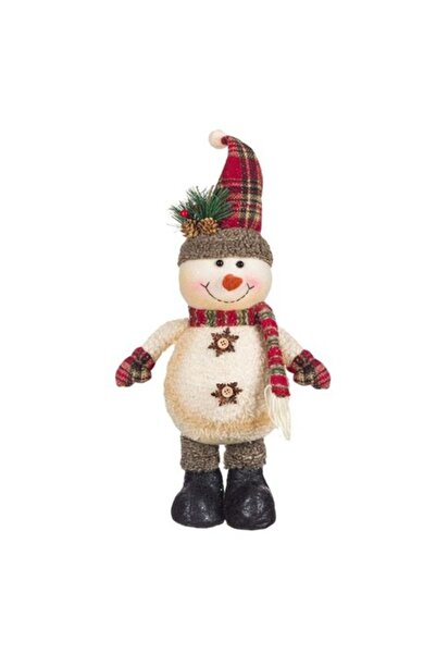 OEM Pălărie de Crăciun cu figurină de om de zăpadă ecru cu model în carouri 4...