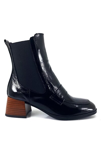 Mammamia 1130 24Kb Women's Daily Boots Black Wrinkled Patent Leather