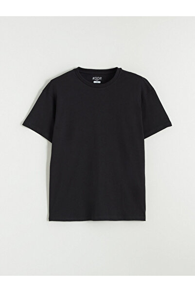 LC Waikiki Black Crew Neck Printed Oversized Women's Sports T-Shirt