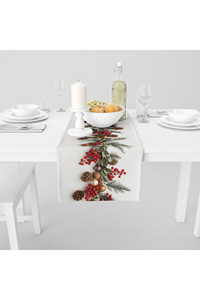 Filamente Dijital Baskılı Runner - Yılbaşı / Christmas Desenli - 140x40 Cm
