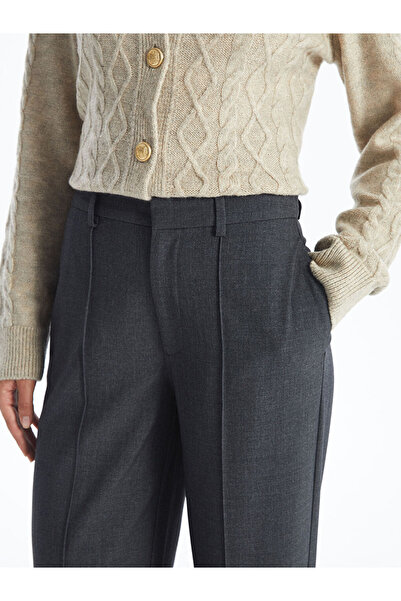 LC Waikiki Gray Standard Fit Straight Wide Leg Women's Trousers