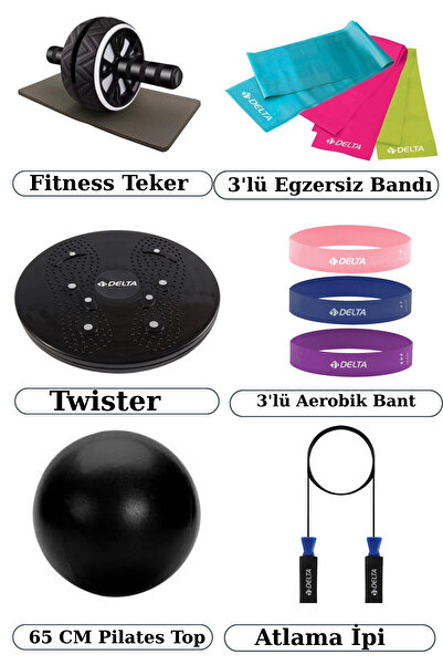 Delta Egzersiz Band,Kondisyon Tekeri, Twister, 65cm Pilates Top Ve Atlama İp Pilates Ve Spor Malzeme Seti