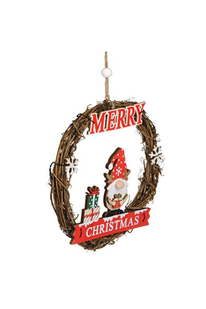 OEM Wooden Christmas Wreath with Gnome, 16 cm,