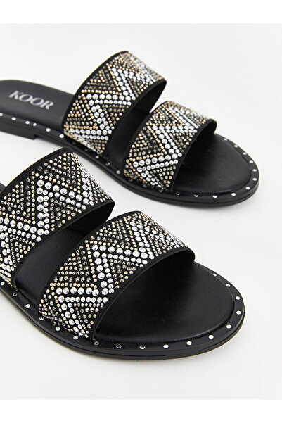 LC Waikiki Black Double Striped Women's Slippers