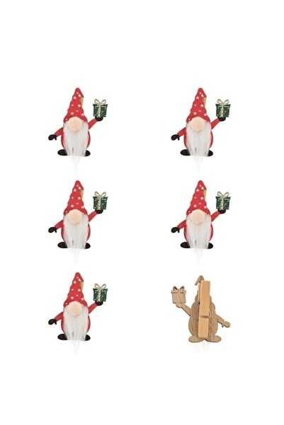 OEM Clești decorativi de rufe din lemn pentru Crăciun - Gnome cu pălărie roși...