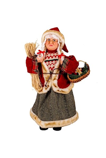 OEM Figurina Decorativa de Craciun Doamna Mos Craciun cu Cosulet 45cm