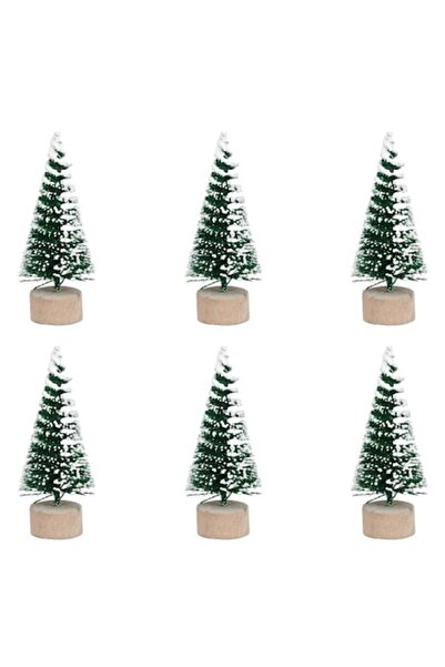 OEM Bradișori decorativi de Crăciun cu sclipici verde 7cm - Set de 6