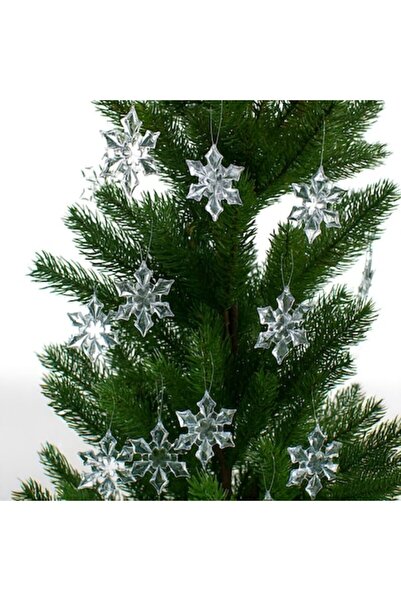 OEM Christmas Decoration Acrylic Snowflakes Transparent 6cm - 12pcs