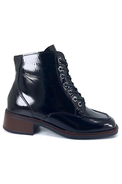 Mammamia 1015 24Kb Women's Daily Boots Black Wrinkled Patent Leather