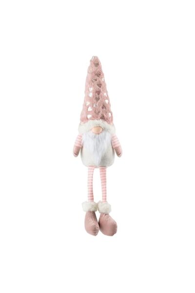 UnderShop Figurină de Crăciun - gnom cu pălărie cu imprimeu de inimă, 38 cm