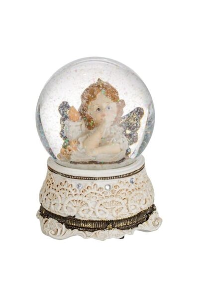 OEM Glob de zăpadă decorativ muzical de Crăciun, înger vintage cu aripi și ca...