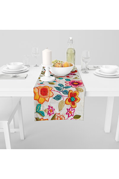 Filamente Digital Printed Runner - Embroidery Look Floral Pattern - 140X40 cm