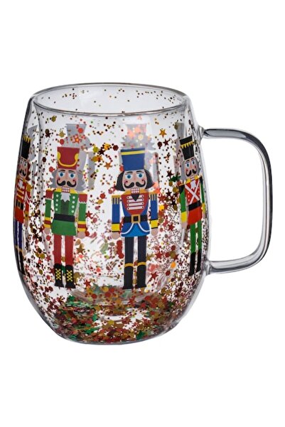 OEM Cană de sticlă cu perete dublu, confetti colorate și soldățel de lemn (sp...