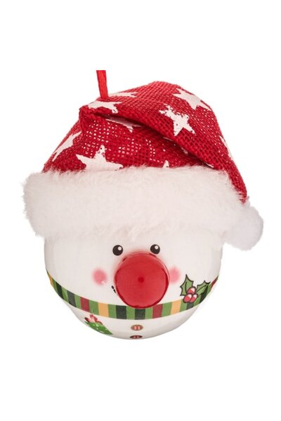 OEM Glob de Crăciun cu cap de om de zăpadă alb, pălărie roșie, nas roșu, 6,5 ...