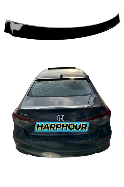 Harphour Honda Civic 2022+ Fe1 Cam Üstü Spoiler Düz Model Pianoblack Boyalı İ...