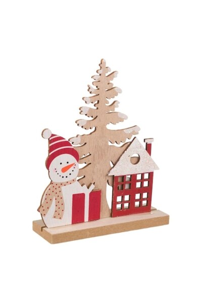 OEM Christmas Decoration, Snowman Model, Multicolor, Dimensions 12x4x16 cm, Wood
