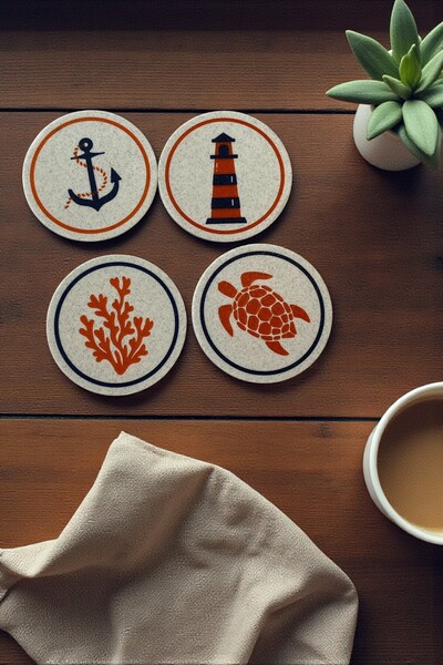 ecolia store Sea Marine Themed Set of 4 Coasters