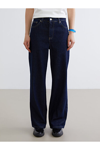 LC Waikiki Navy Blue Wideleg Women's Jean Pants