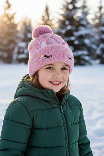 Aware Time 4-8 Years Old Children's Plush 3D Beret with Fleece Inside