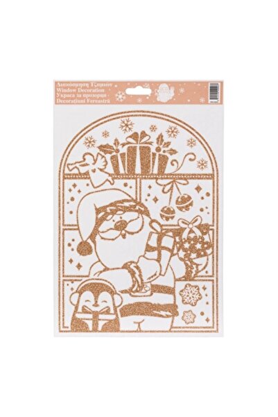 OEM Autocolant decorativ de Crăciun - Moș Crăciun, sclipici bronz, 20x30cm