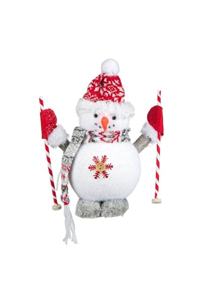 OEM Figurină de Crăciun, Om de zăpadă, Spumă, Alb, 24 cm, Eșarfă gri, Căciulă...