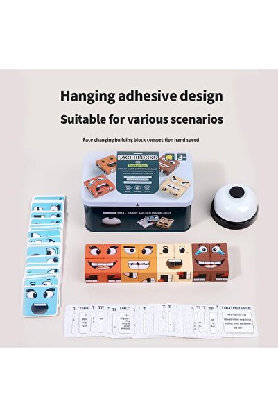 genernic Matching wooden cube puzzle, Montessori educational STEM toy, face-changing building block set for children and adults with bell