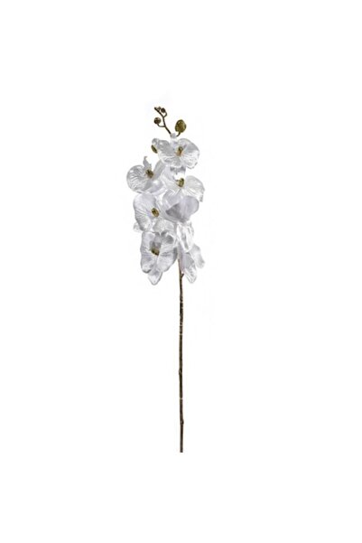OEM Artificial Christmas flower - white orchid with long stem & gold glitter 66cm