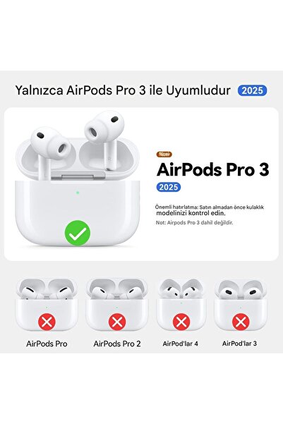 Dmay Apple AirPods Pro 3. Nesil (2025) Compatible Figured Silicone Case with Keychain Case