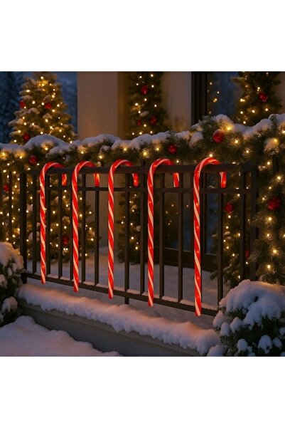 OEM Acadea decorativă de Crăciun, plastic, roșu/alb, 18 LED-uri, 75 cm