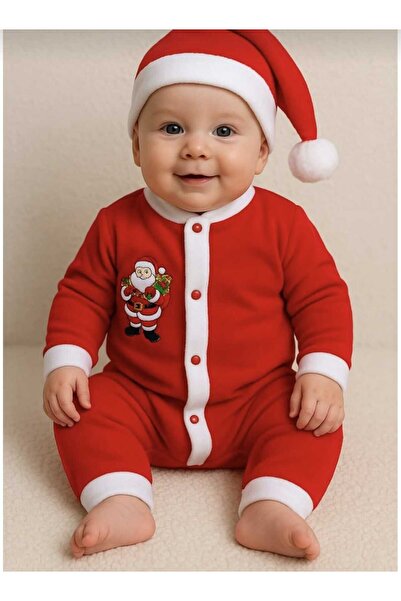 Lider MAGNESİA Baby Jumpsuit Polar Santa Claus Costume with Hat 0-6 Months
