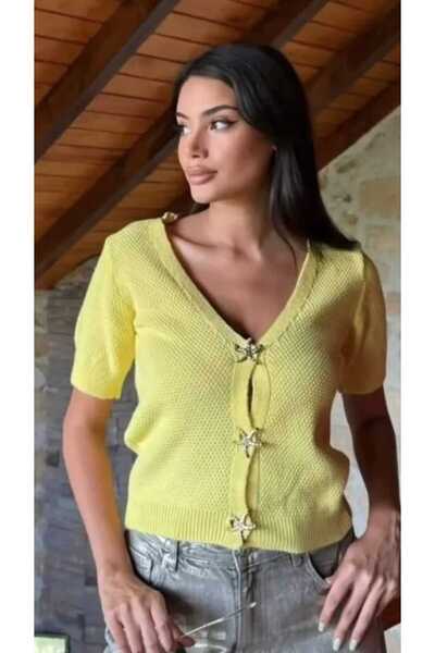 NÜANS MODA سترة قصيرة الأكمام بتفاصيل أزرار