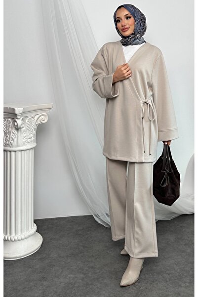 Mikxim Top and Bottom Set with Wide-Leg Pants and Tie-Up Detail at the Front