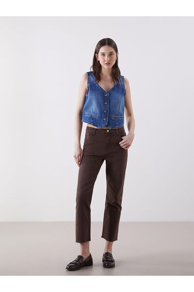 LC Waikiki Indigo V-Neck Women's Jean Vest