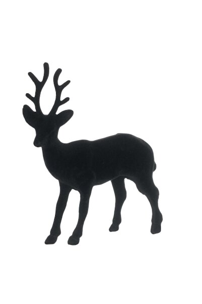 OEM Figurină decorativă de Crăciun - Ren din catifea, Negru, 17 cm