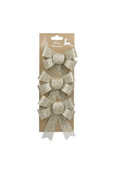 OEM Set Funde Decorative de Crăciun, Bej, Sclipici, 13 cm, 3 Bucăți